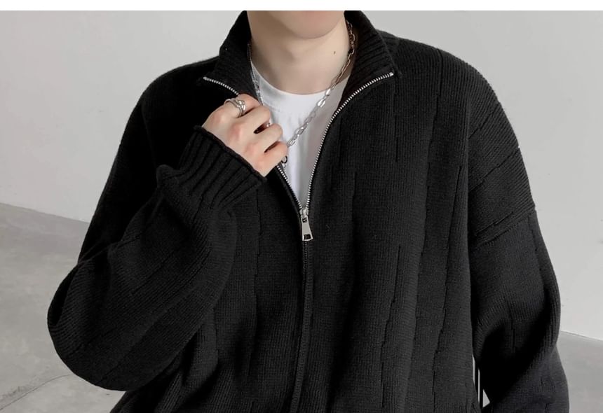 Real Boy - Effen cardigan met opstaande kraag en rits