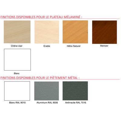 Bureau EVIDENCE - 140 cm - Pieds blancs - Plateau imitation chêne clair