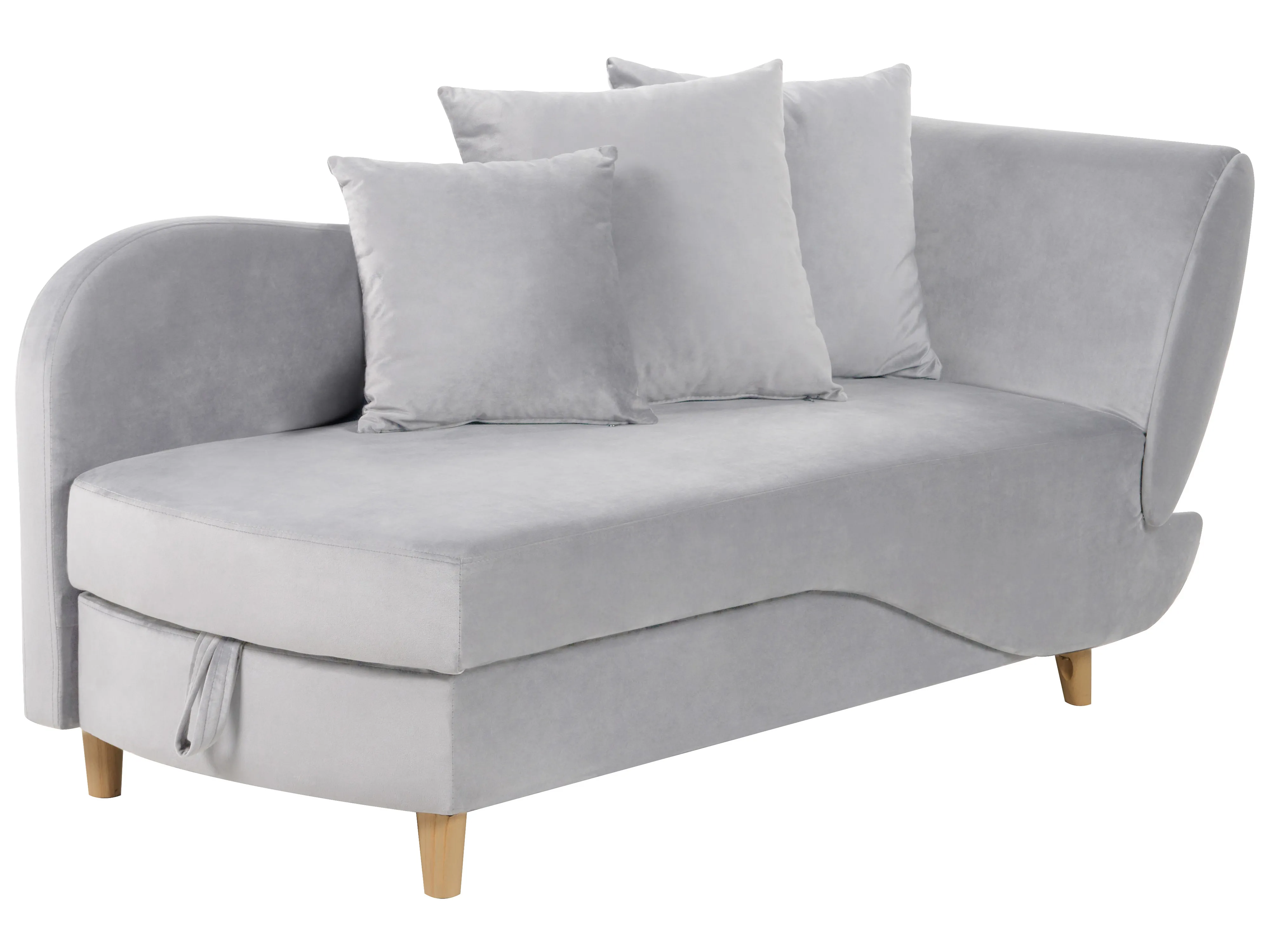 Rechtszijdige chaise longue MERI Fluweel Lichtgrijs met opbergruimte