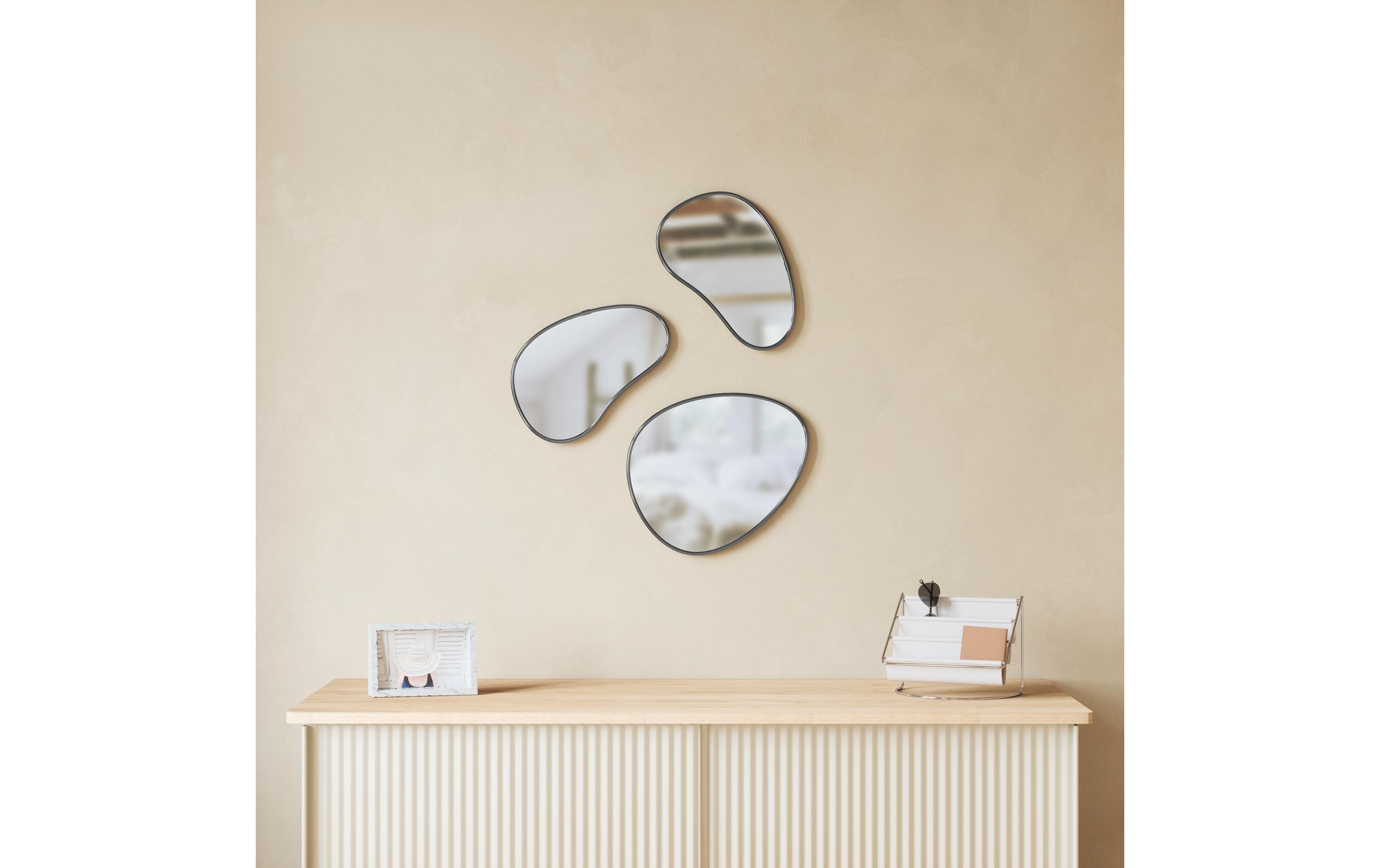 Spiegel Hubba Pebble 3er Set, SchwarzModernes Wandspiegel-Set