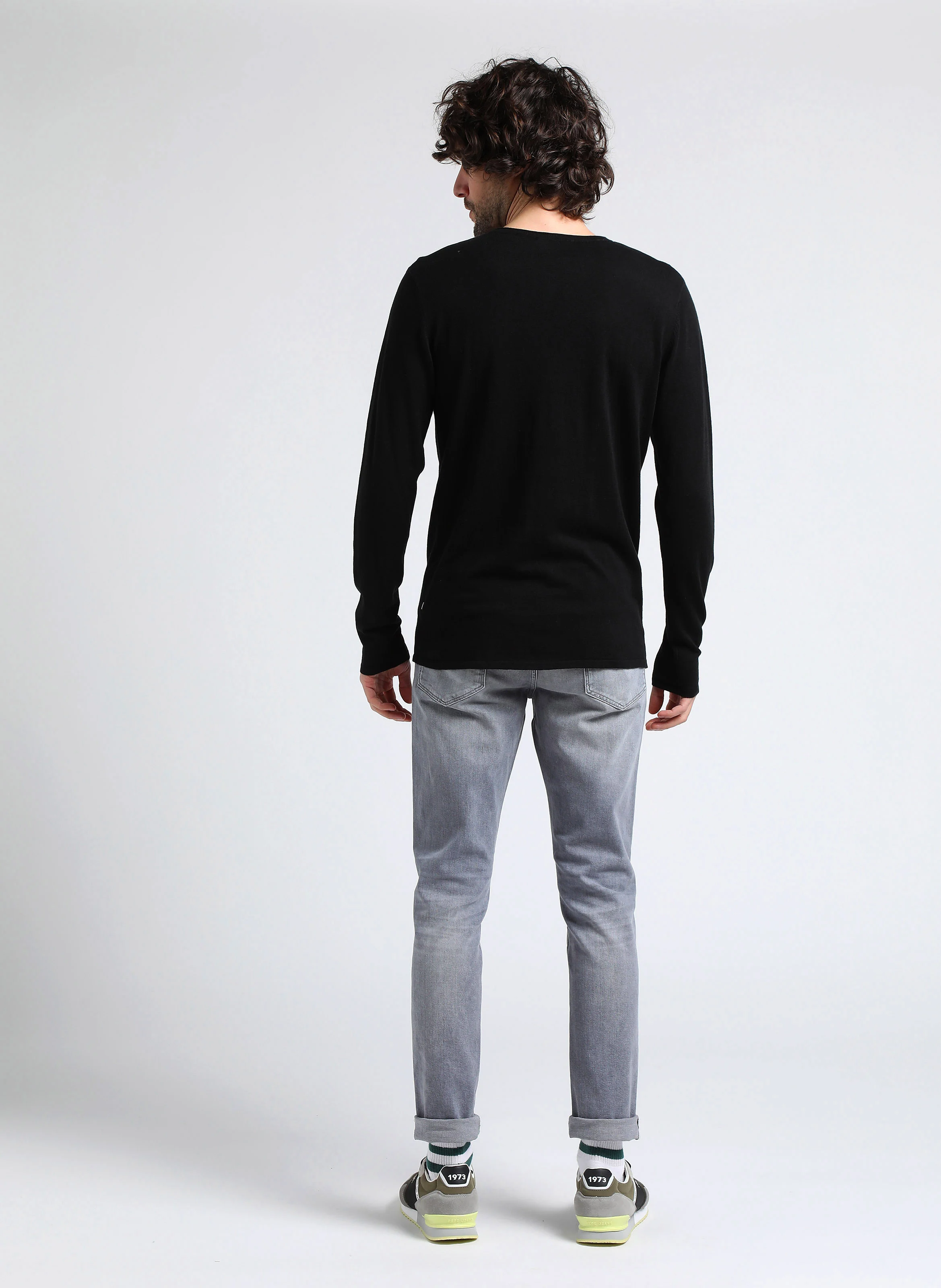 ROME - Pull col rond regular-fit en coton bio mélangé| Noir