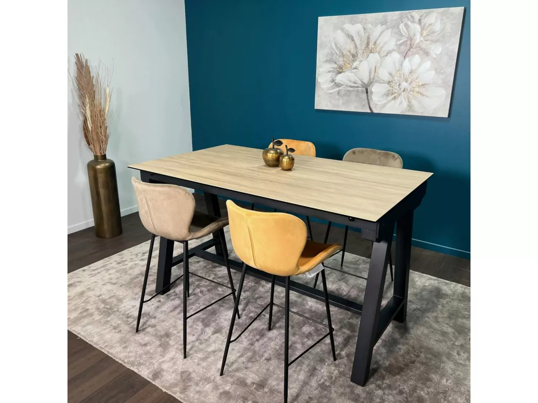 Table haute en céramique extensible effet bois 160-270 cm LOMBARDIE