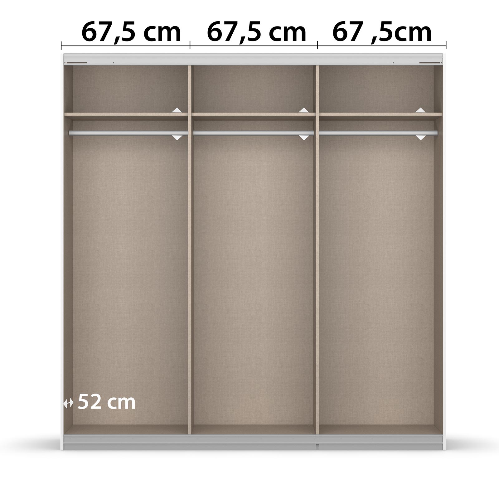 Schwebetürenschrank - grau metallic - seidengrau - mit Spiegel - 203x210 cm