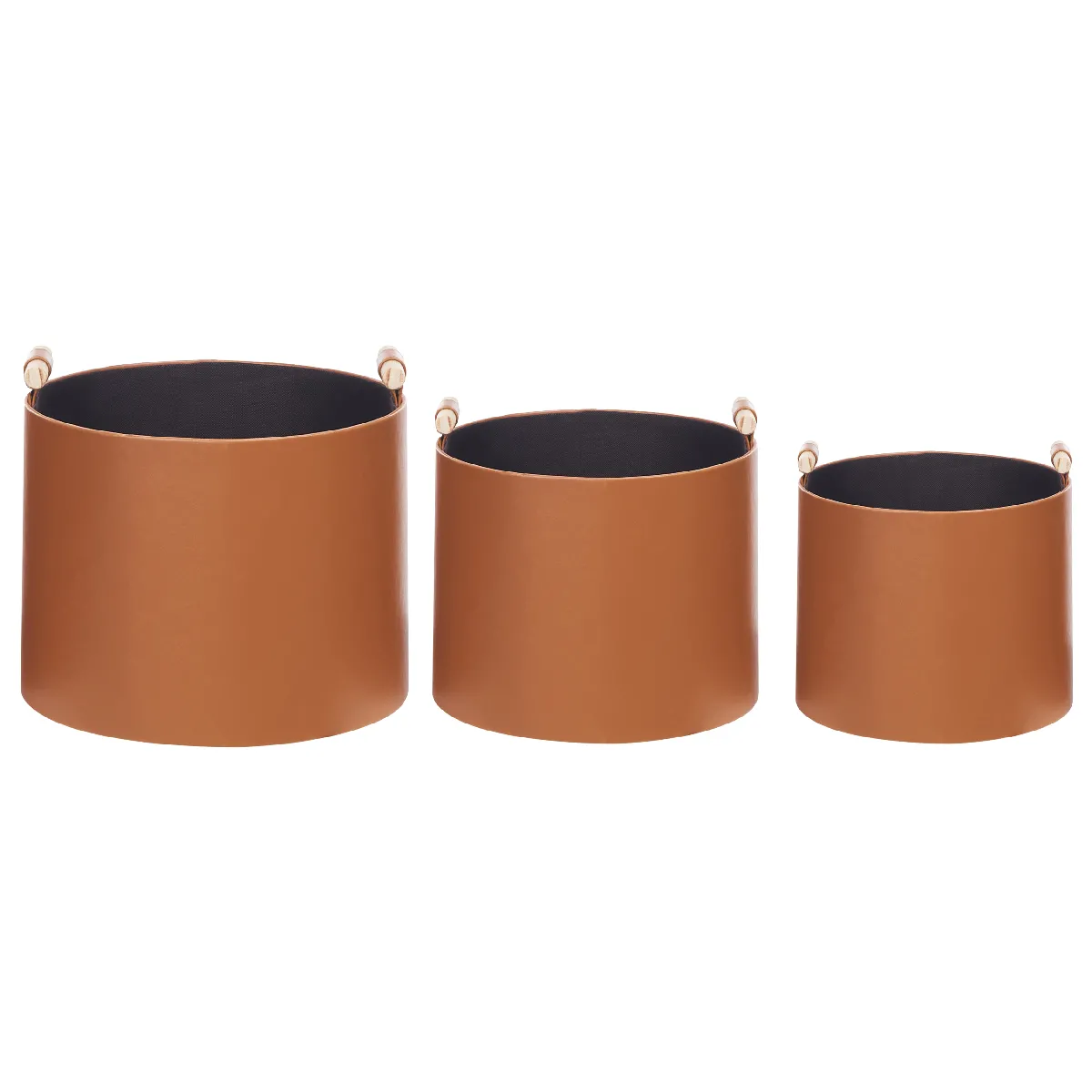Beliani ARAM - Lot de 3 paniers en cuir PU marron