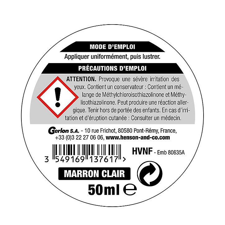 Crème élégance soin Henson & Co marron clair 50ml