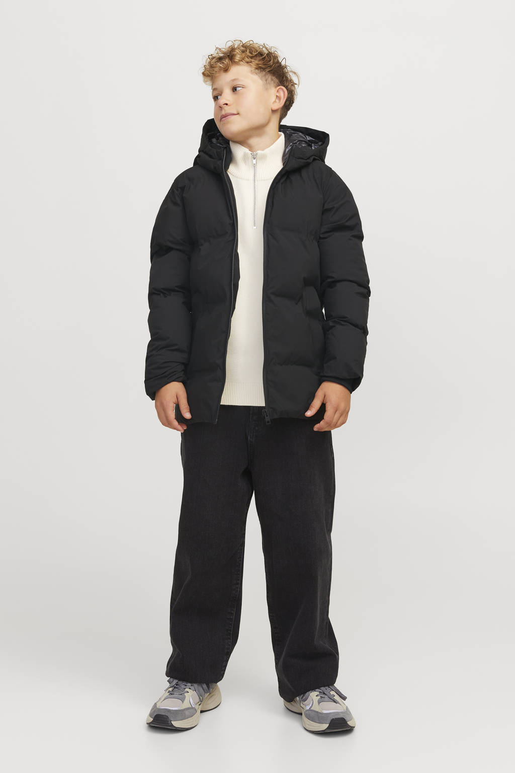 JACK & JONES gewatteerde winterjas JJPAYNE zwart