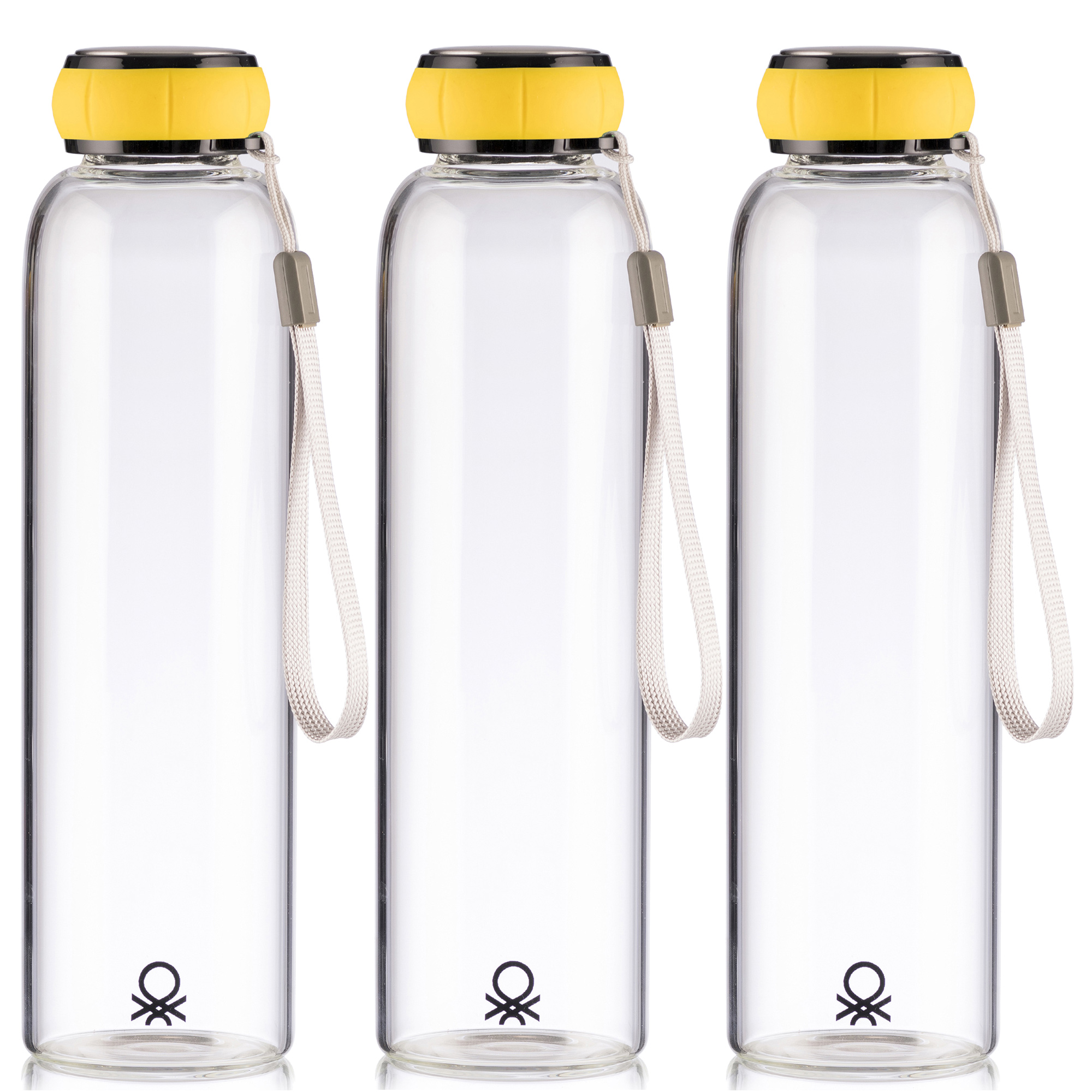 Conjunto de 3 garrafas de água de 550ml em borosilicato da Casa Benetton