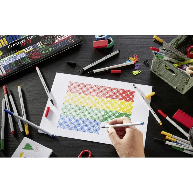 Feutre Stabilo Creative Tips couleurs assorties - Boite métal de 30