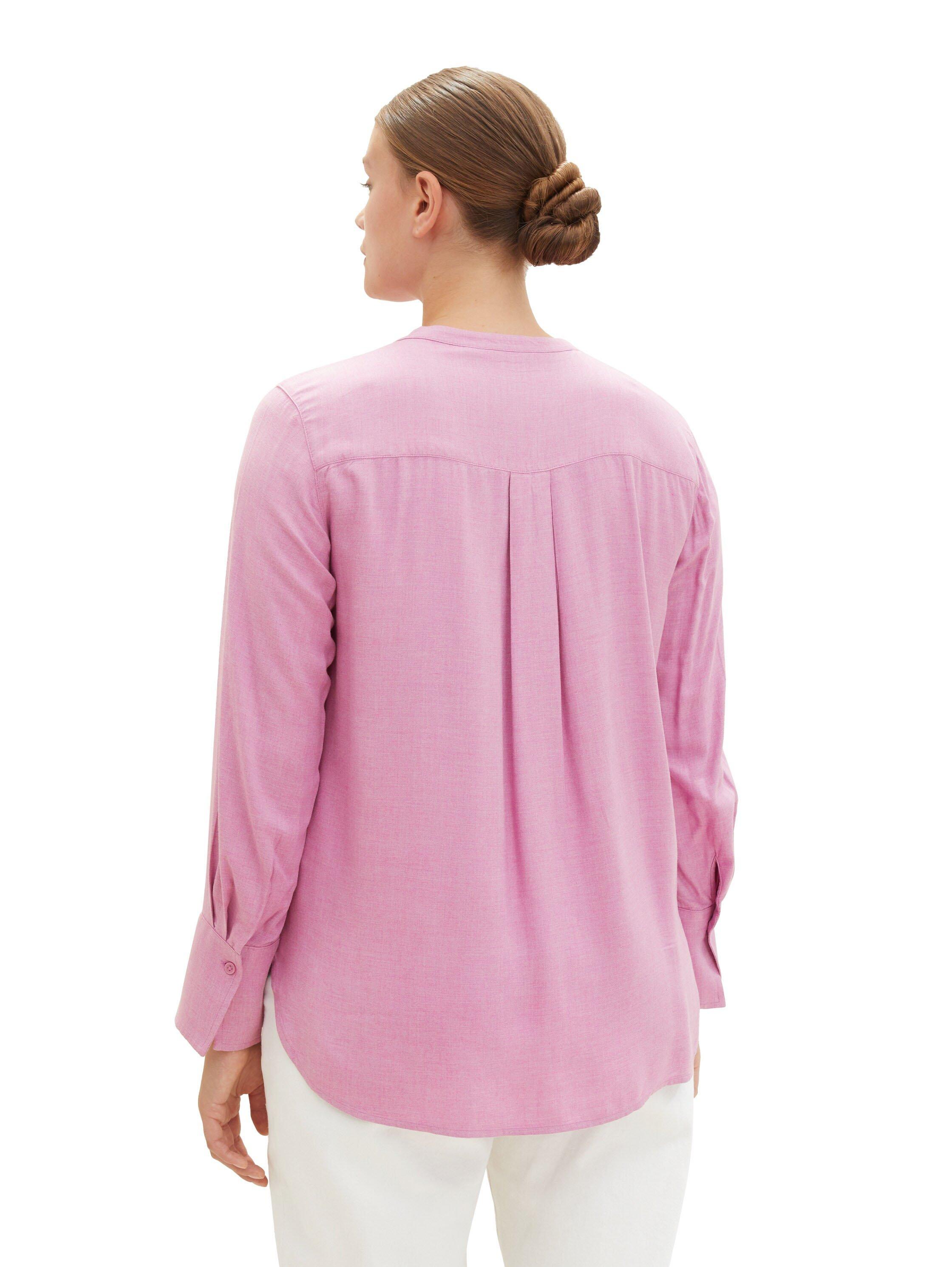 Melierte Bluse mit Rundhalsausschnitt und Brusttasche