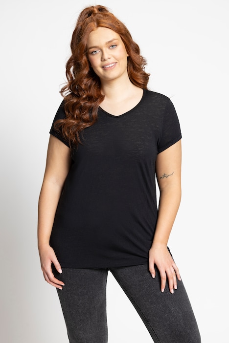 T-Shirt, Spitze, Classic, V-Ausschnitt, Halbarm
