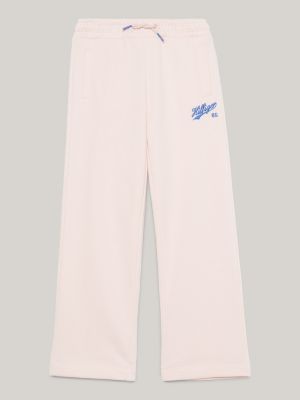 Calça Jogger de Pernas Largas com Logo Universitário em Estilo Cursivo