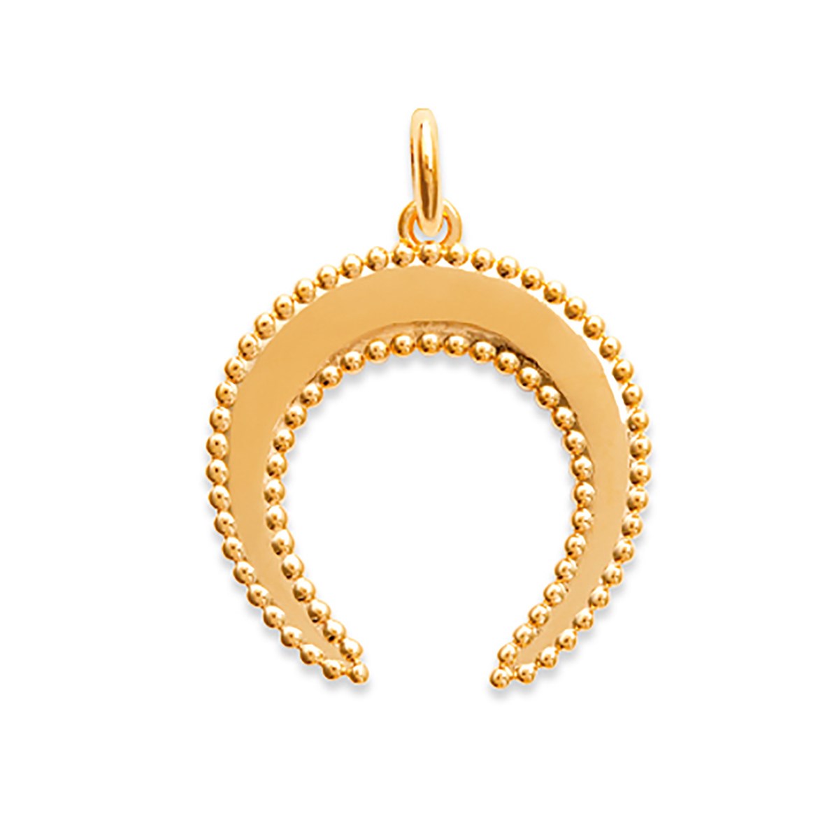 Pendentif Brillaxis corne lune perlée plaqué or