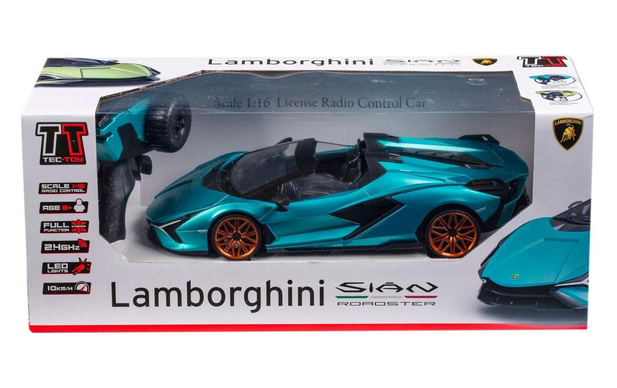 Auto Lamborghini Sian mit Licht, Türkis, 1:16Ferngesteuerter Sportwagen mit Licht für Kinder ab 6 Jahren