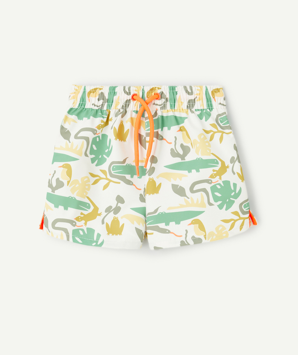 SHORT DE BAIN BÉBÉ GARÇON EN FIBRES RECYCLÉES BLANC IMPRIMÉ JUNGLE