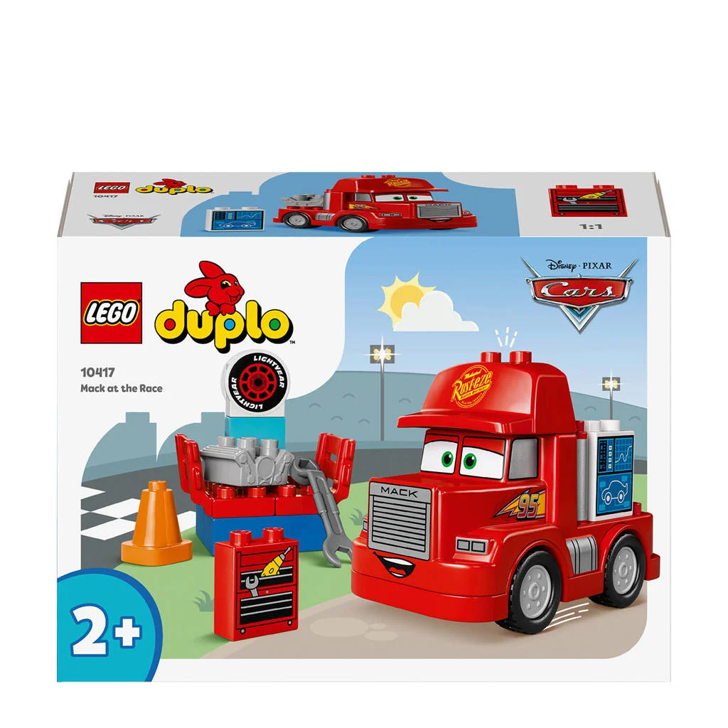 Leuke lego set voor de allerkleinsteDisney en Pixar's Cars Mack bij de race Bouwbaar Auto Speelgoed voor Peuters 10417
