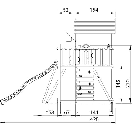 Jungle Gym Chalet 2.1 legetårn komplet inkl. gyngemodul og 120 kg sand + blå rutsjebane