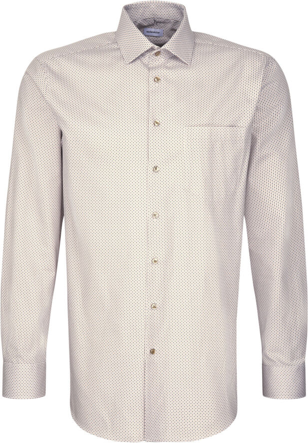 Seidensticker Business Shirt Regular Long sleeve Kent-Collar Print Grey