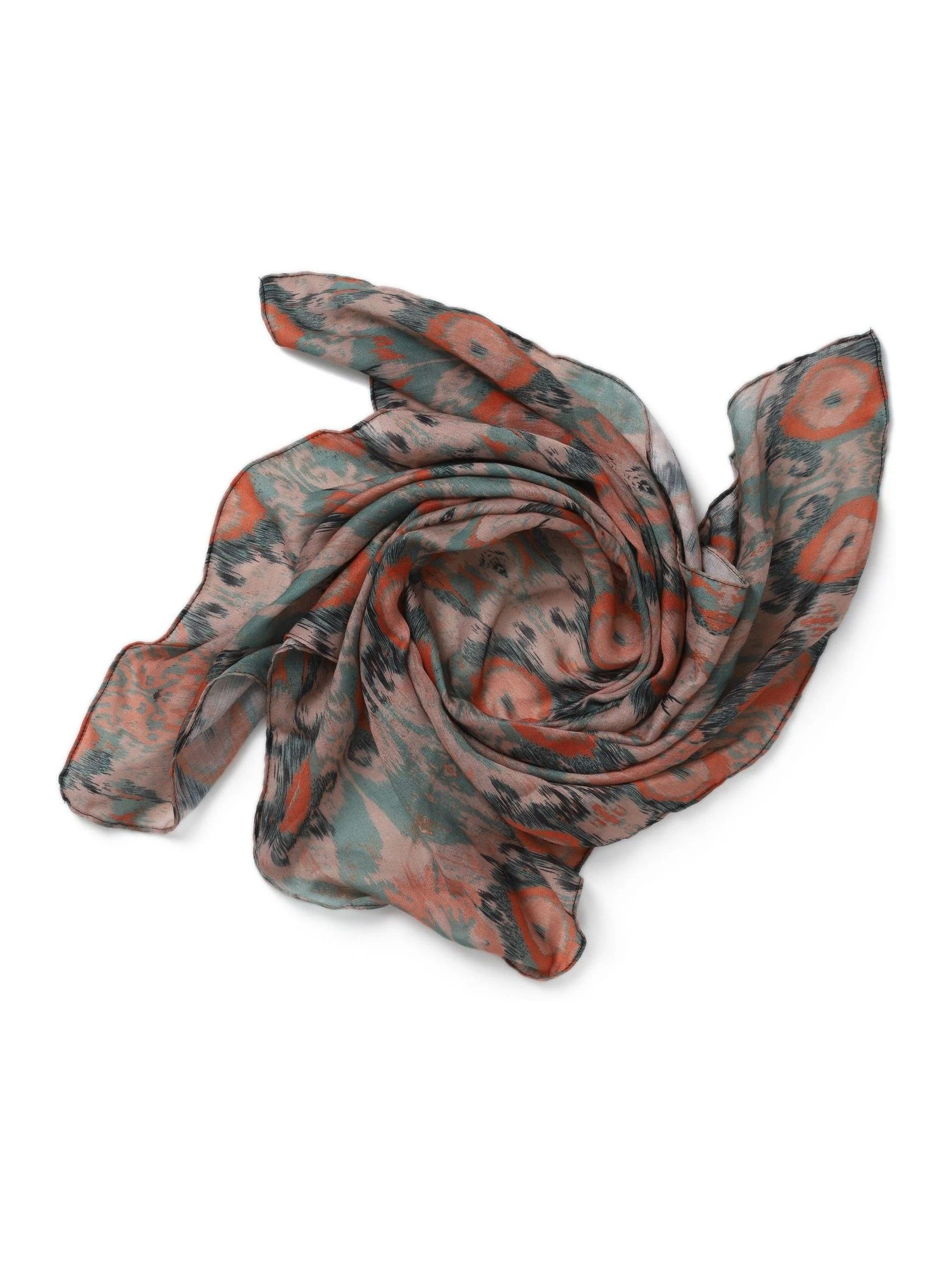 Aela Green Abstracted Print Scarf