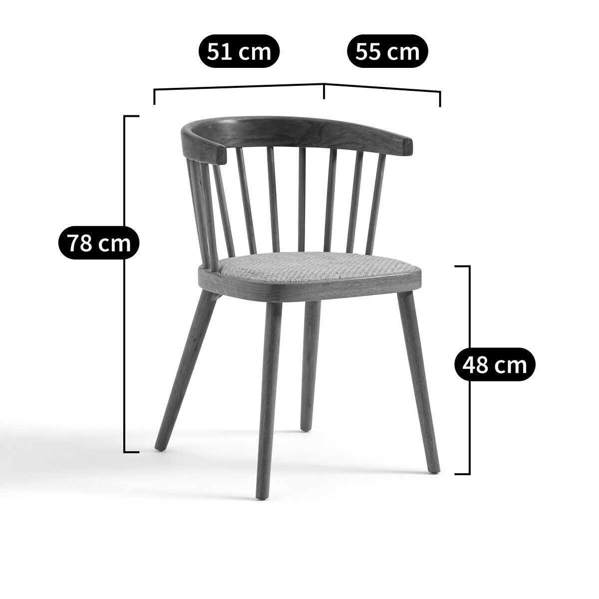 LA REDOUTE INTERIEURS<br>Poltrona de mesa Portman em carvalho/rattan