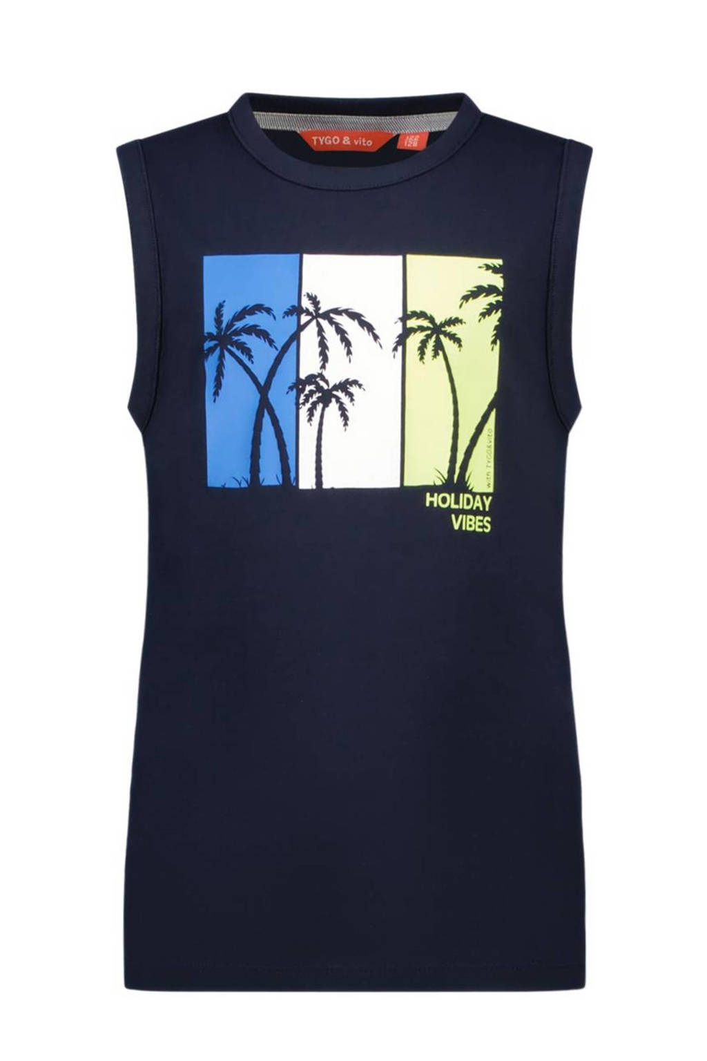 TYGO & vito T-shirt Daan met printopdruk donkerblauw