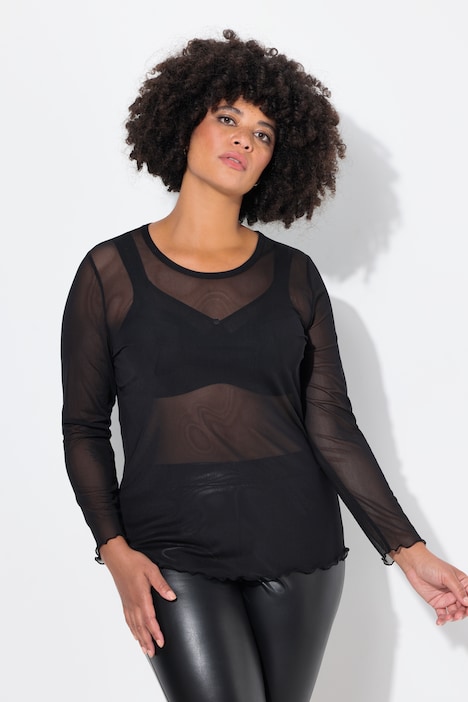 Mesh-Shirt, Slim Fit, Langarm