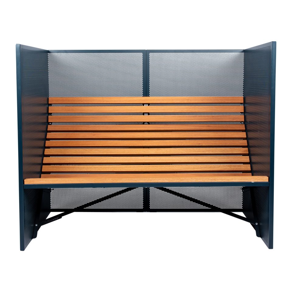 Tuinbank Patio Bench High Back gray blue