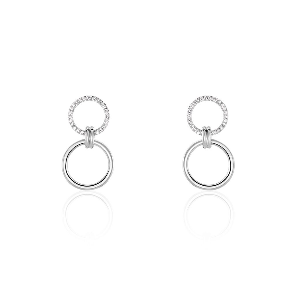 Boucles D'oreilles Pendantes Colas Argent Blanc Oxyde De Zirconium