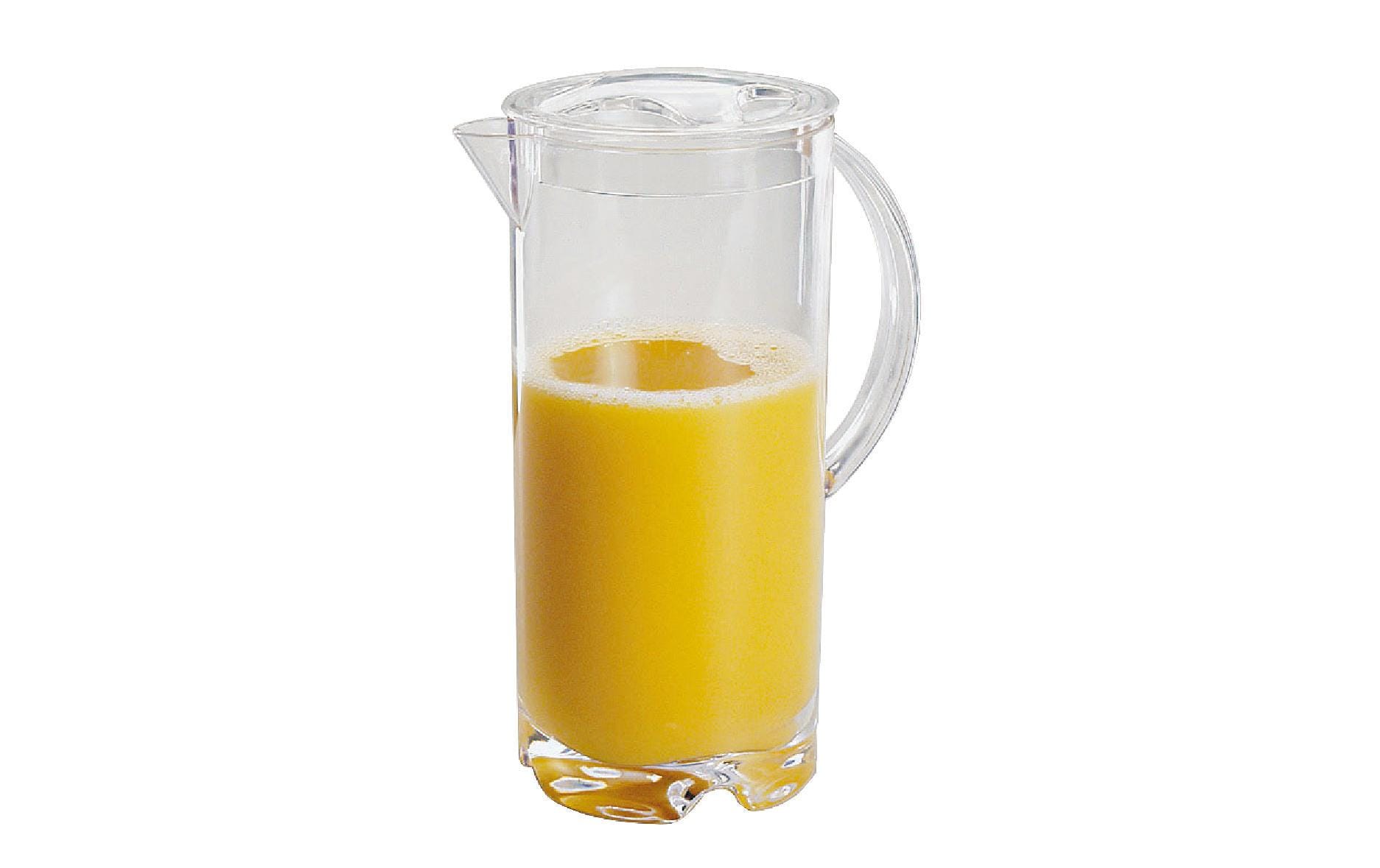 Karaffe 2 l, TransparentWasserkrug mit Deckel und Henkel