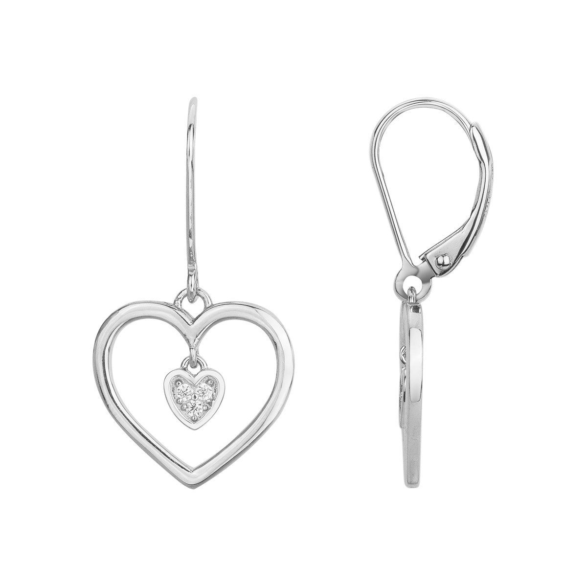 Boucles d'oreilles dormeuses en Argent avec oxyde de zirconium blanc