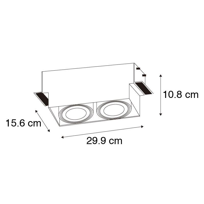 Set van 6 Inbouwspot wit GU10 AR111 trimless 2-lichts - Oneon