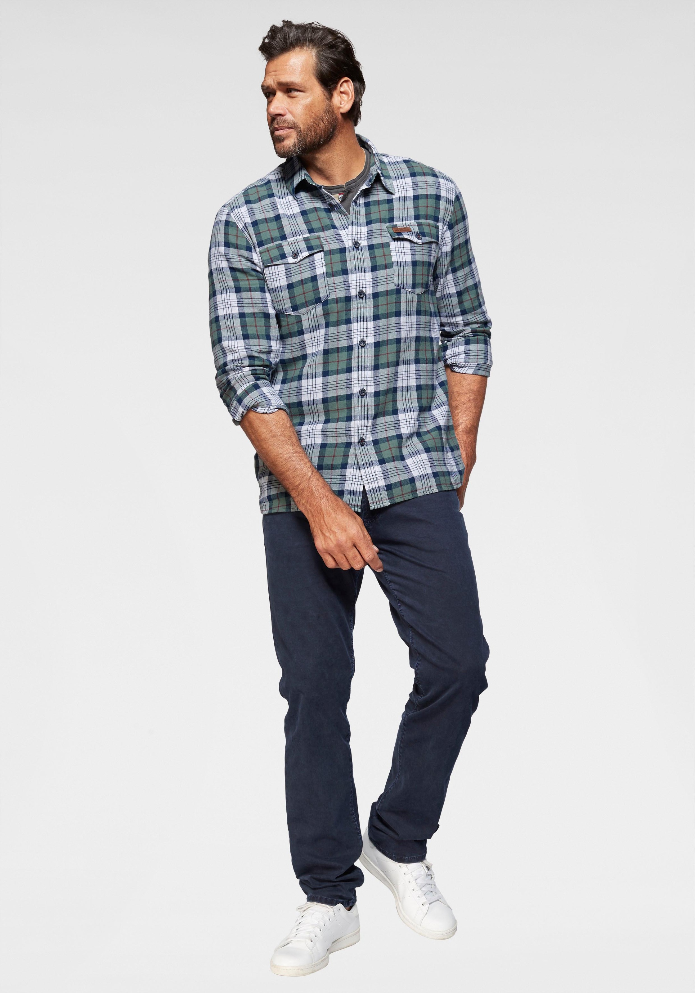 Man's World Henleyshirt , Kurzarm,  lässige Passform,  bedruckt,  Rundhals,  casual