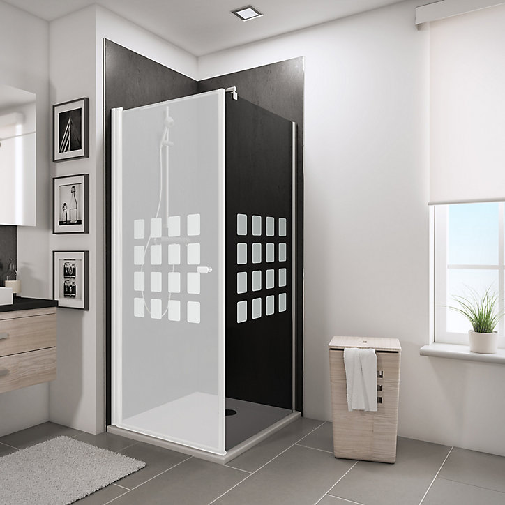 Paroi latérale fixe pour porte de douche pivotante 90 cm NewStyle Schulte verre transparent anticalcaire Cubic anthracite