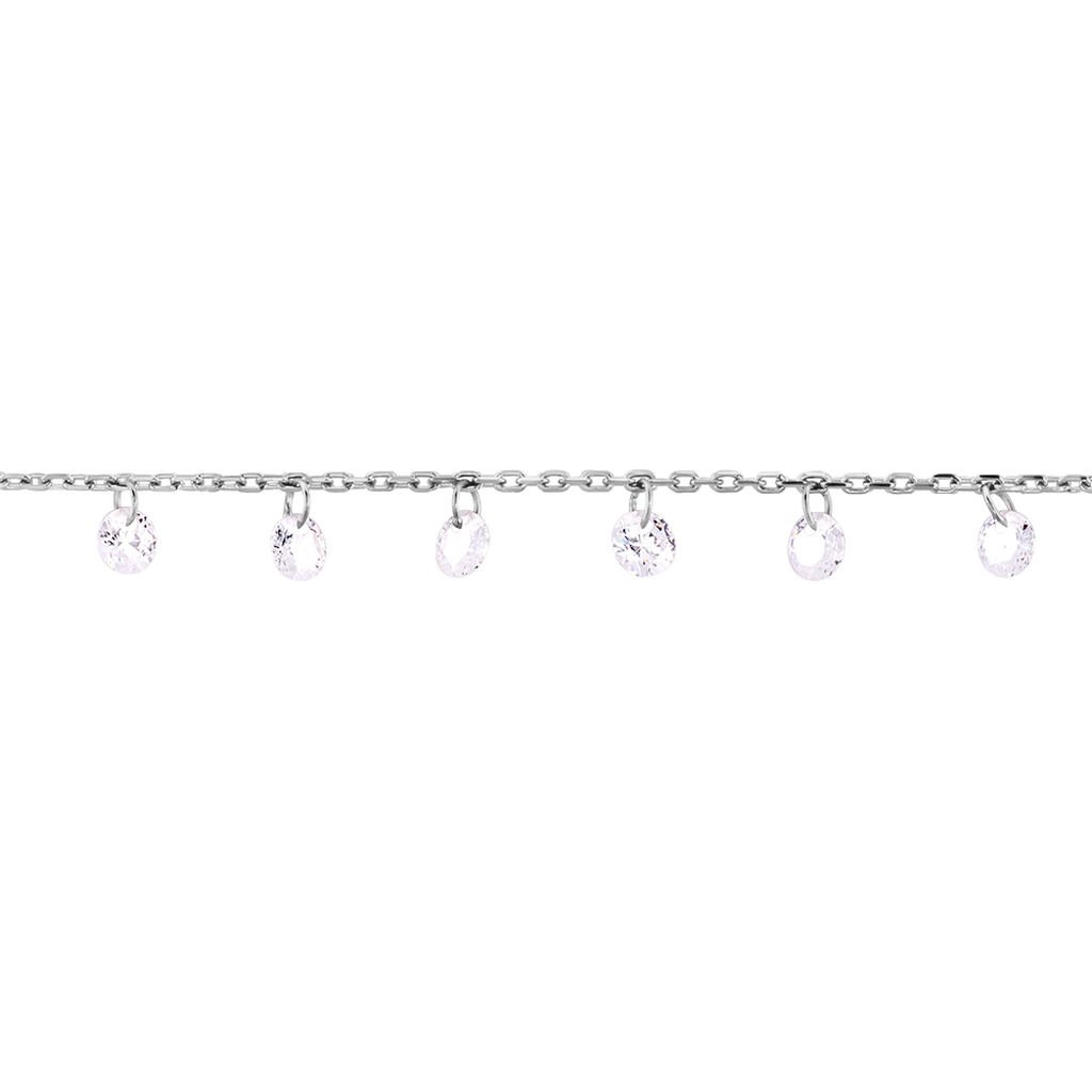 Chaîne De Cheville Carolaine Argent Blanc Oxyde De Zirconium