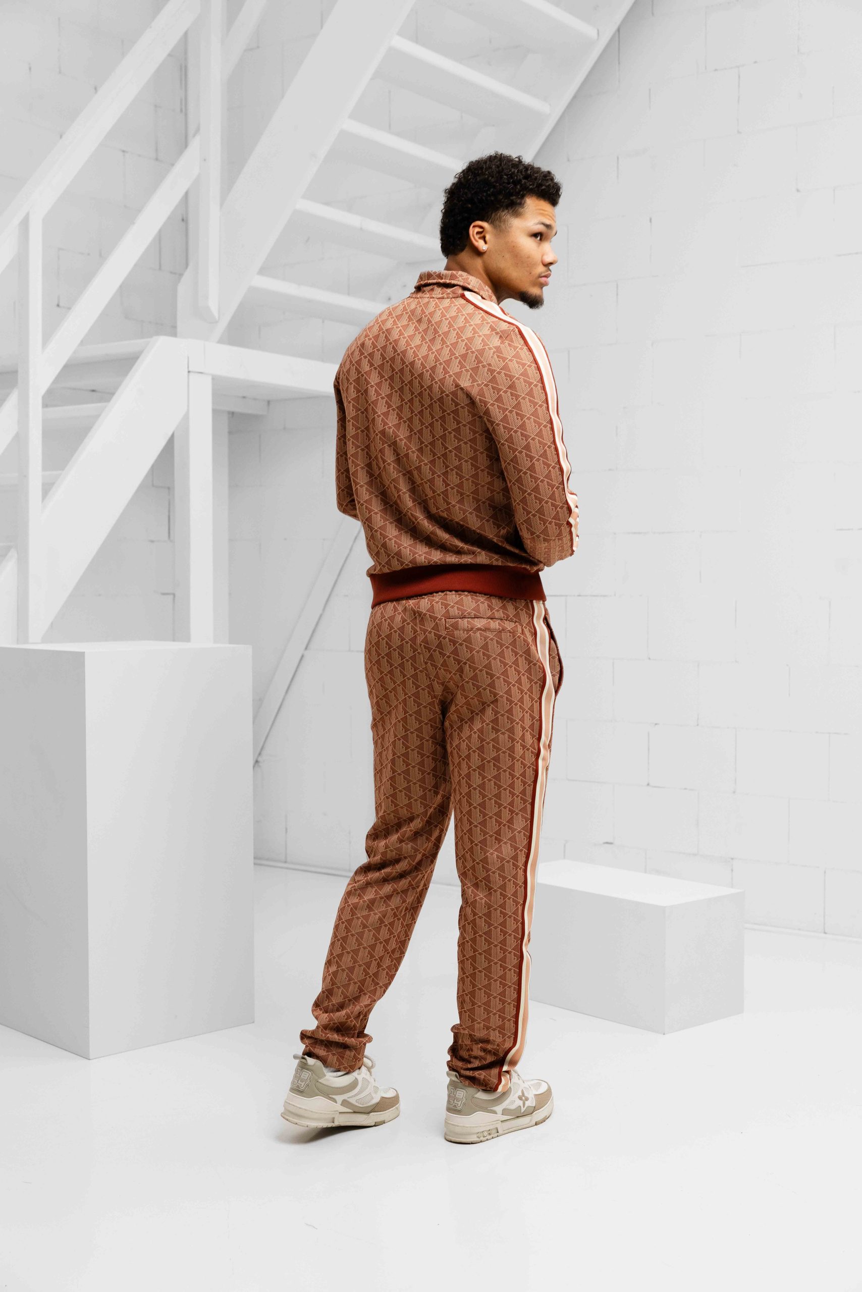 Lacoste Paris Jacquard Trainingspak Heren Bruin