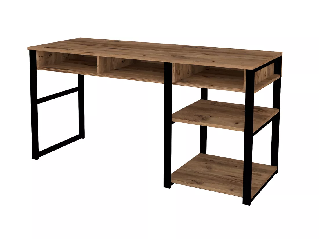 Bureau industriel avec rangements - Naturel et noir - RALEIGH