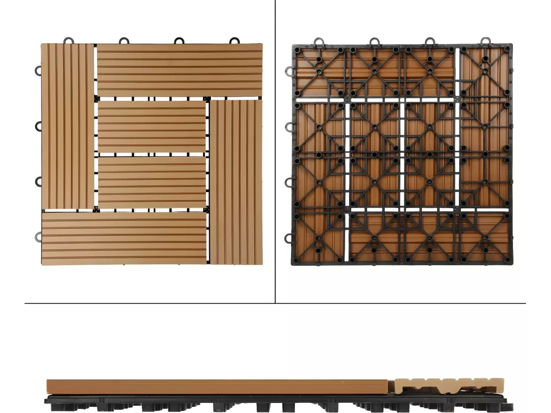 WPC Carreaux de Terrasse 30x30 cm 55 Pièces par 5m² avec Aspect Mosaïque ECD Germany