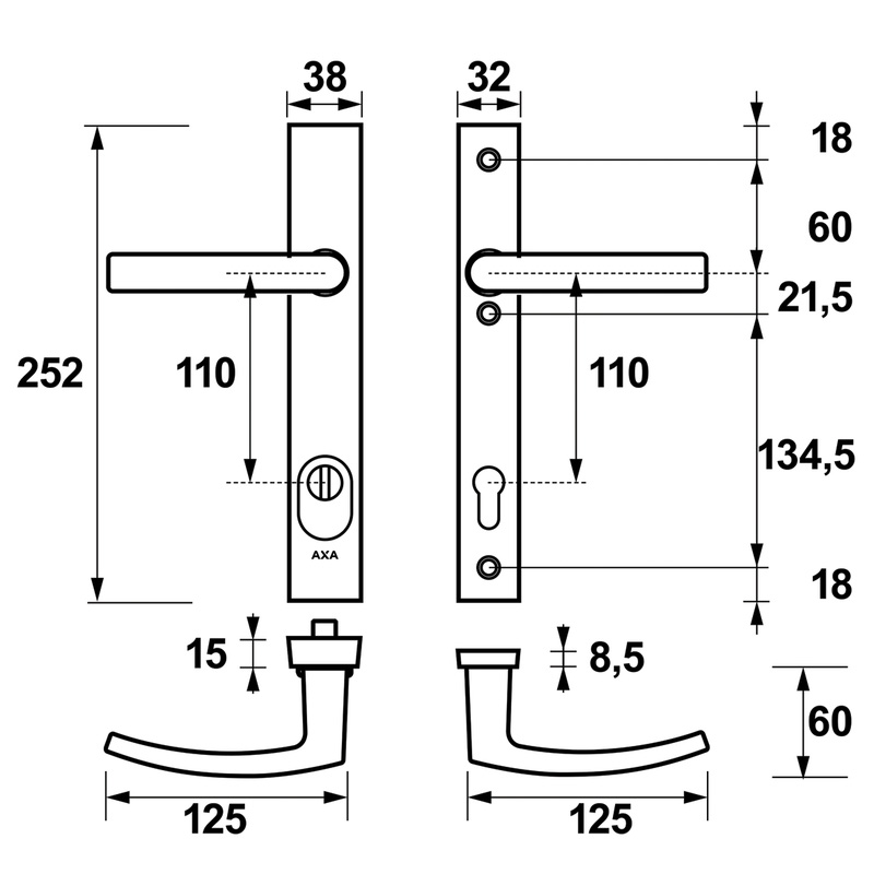 AXA kerntrekbeveiliging veiligheidsbeslag PC 110mm Zwart*