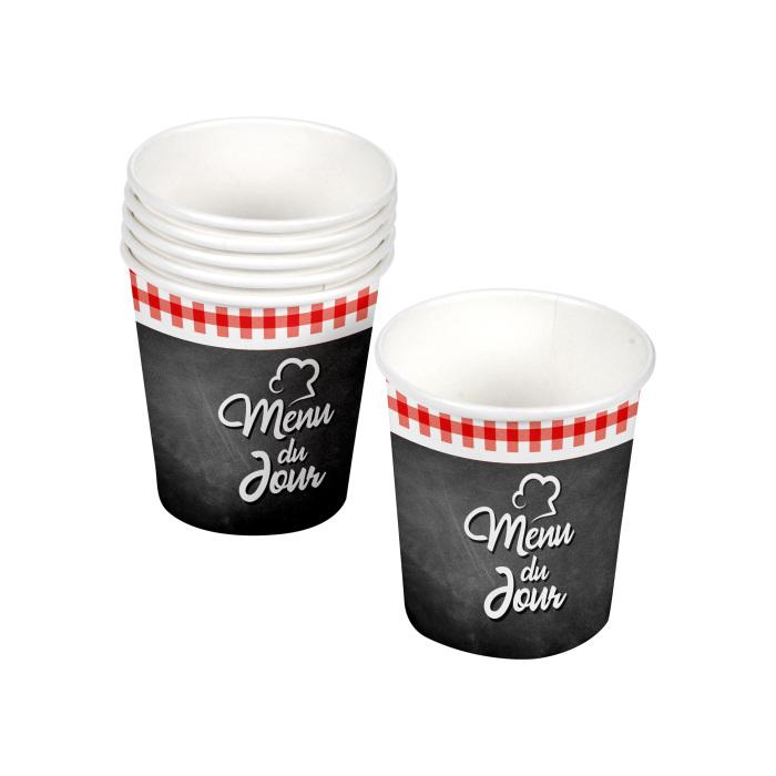 SET 10 GOBELETS CARTON 23CL MENU DU JOUR