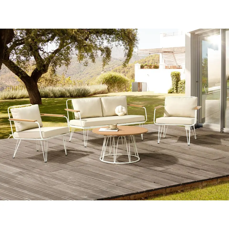 MONTESILVANO - Loungeset voor 4 - Wit met Beige - Staal