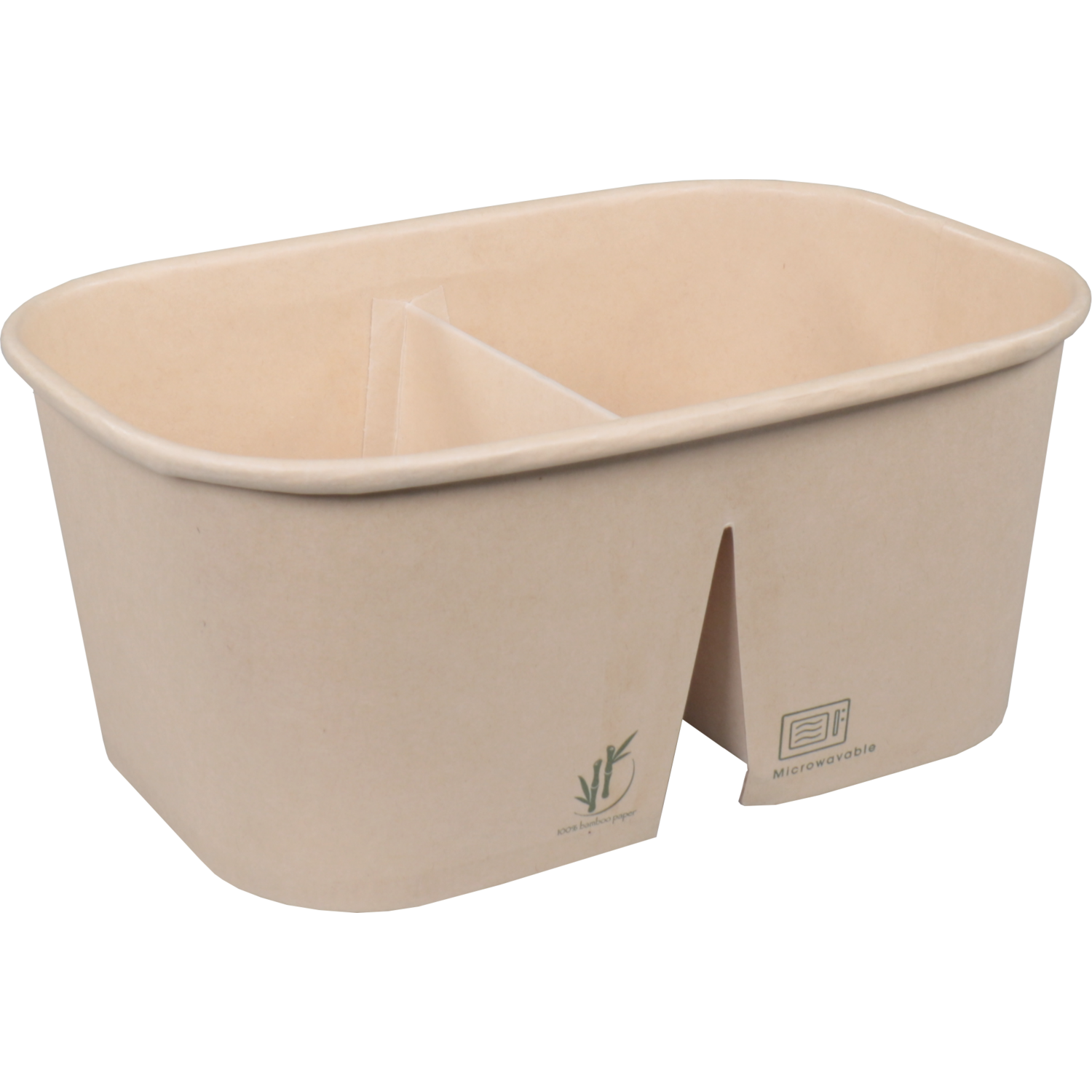 Depa Bak, Bamboepapier + PP, 2-vaks, 930ml, kilobak, 171x118x75mm, bruin