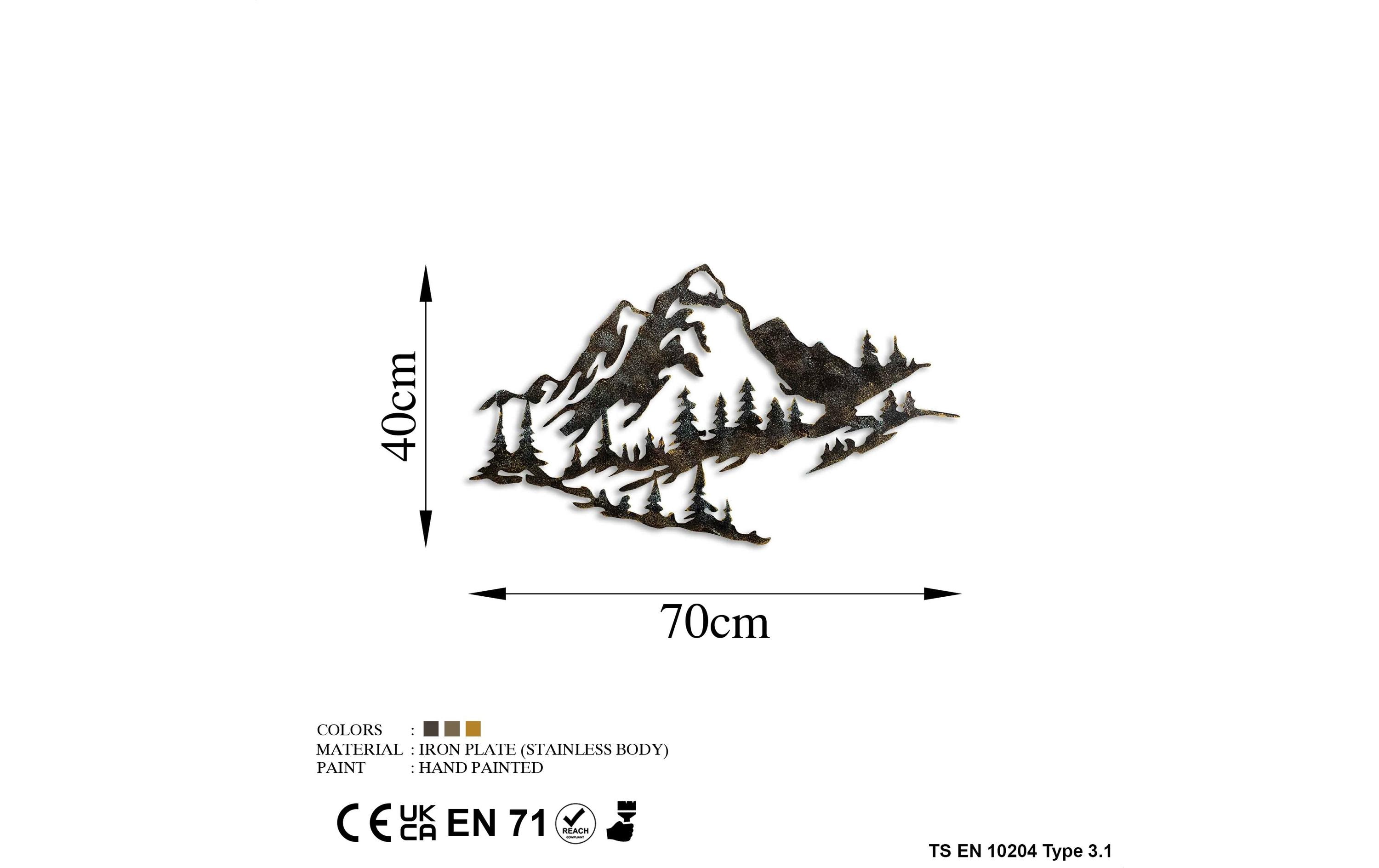 Wanddekoration Mountain 70 x 40 cm, MetallWandbild
