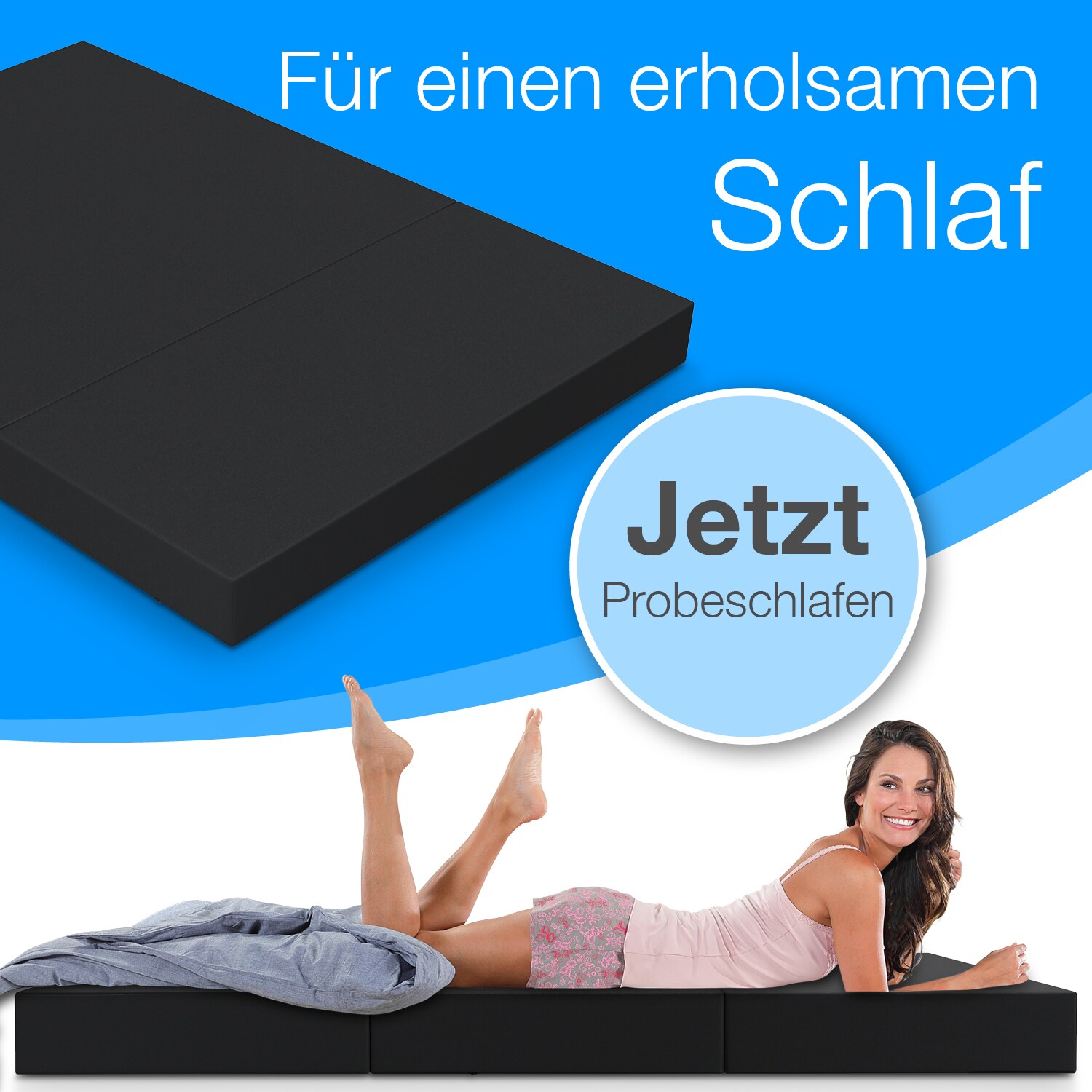 Bestschlaf Klappbare Gästematratze 3-teilige Faltmatratze, Schaumstoff extra dick