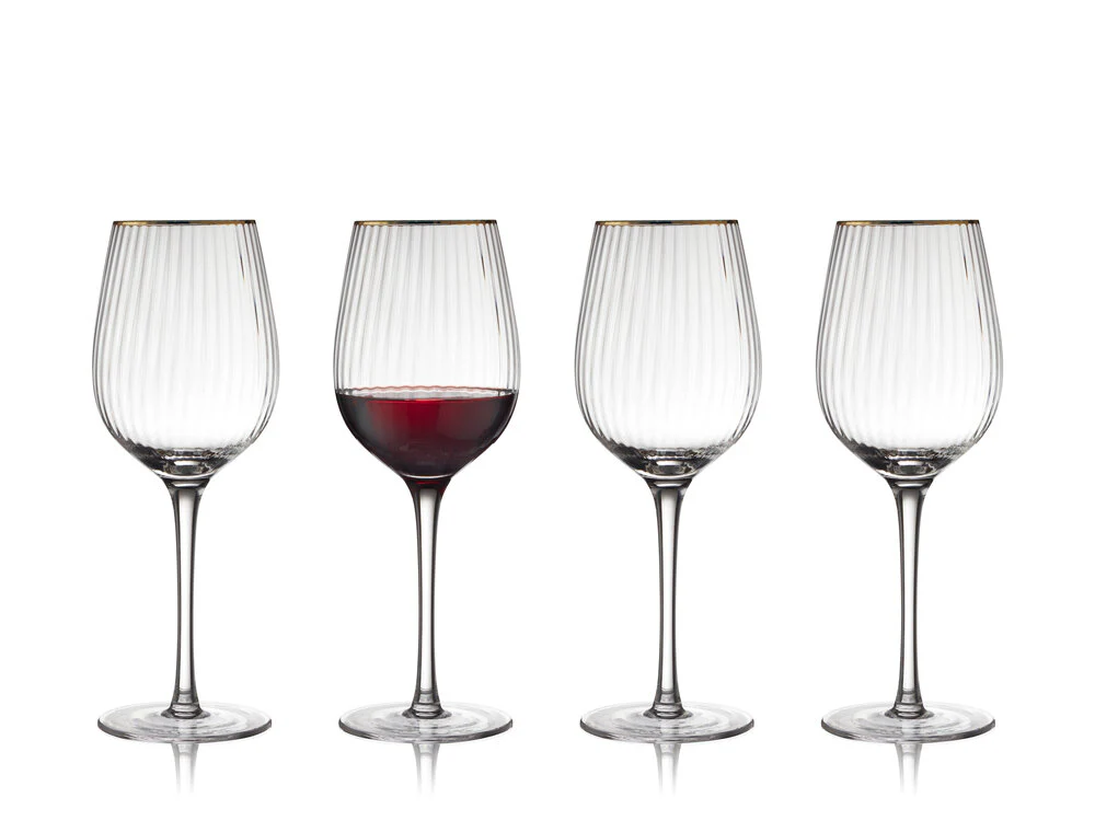 Lyngby Glas  Palermo rødvinsglas, guldkant - 4 stk.