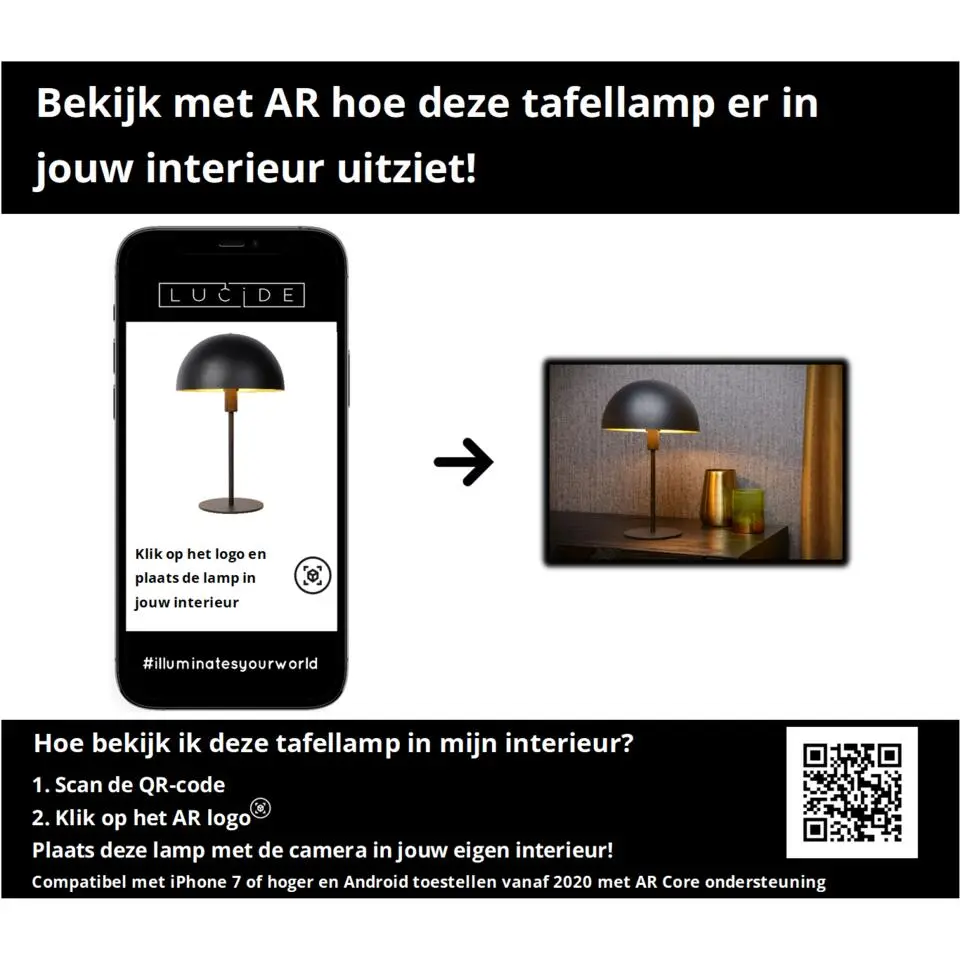 Lucide SIEMON Tafellamp - Zwart