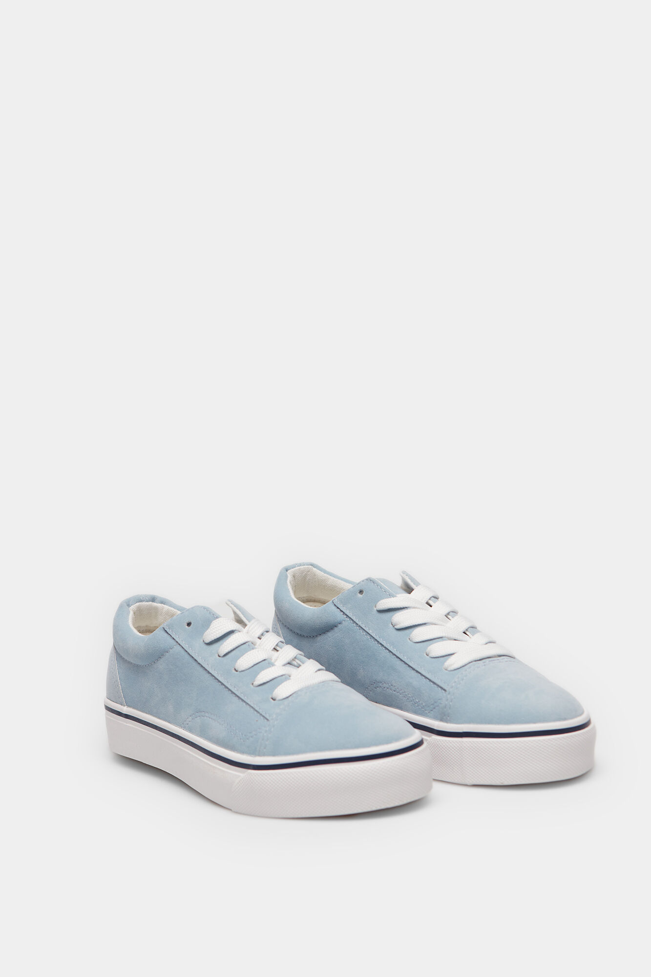 Sapato plataforma de lona - azul médio