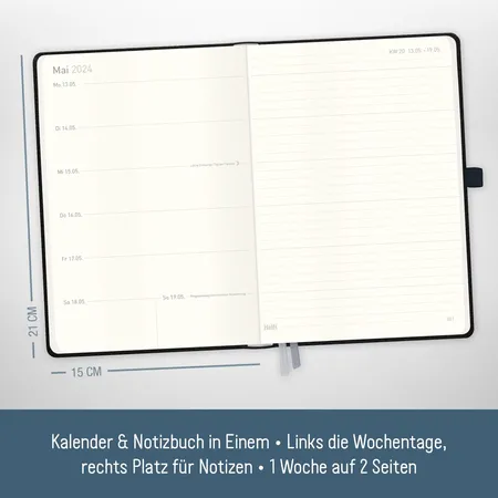 Häfft Verlag Wochen-Notiz-Timer Classic schwarz, A5, 2024