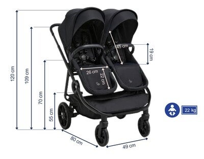 Beemoo Pro Twin 2 Søskenvogn, Coffee Black