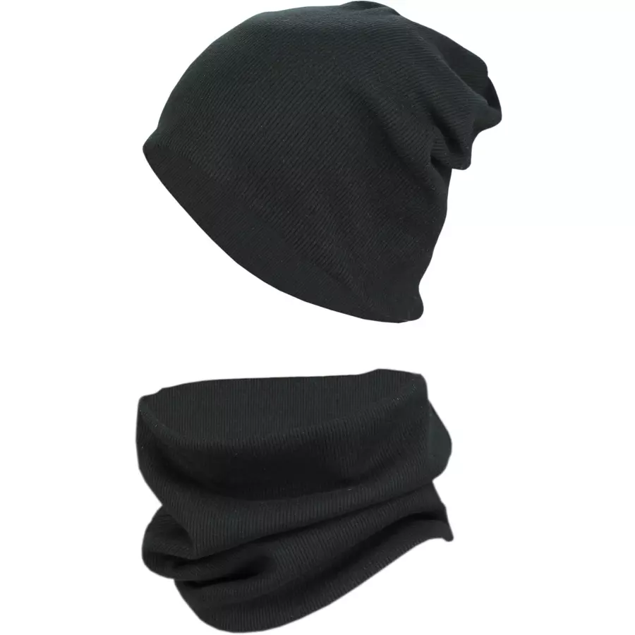 TupTam Unisex Kinder Beanie Mütze Schlauchschal Set schwarz