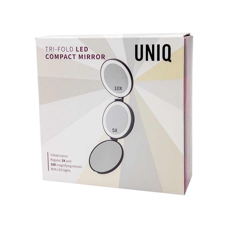UNIQ<br>Kompaktspejl Tri-fold LED 10x