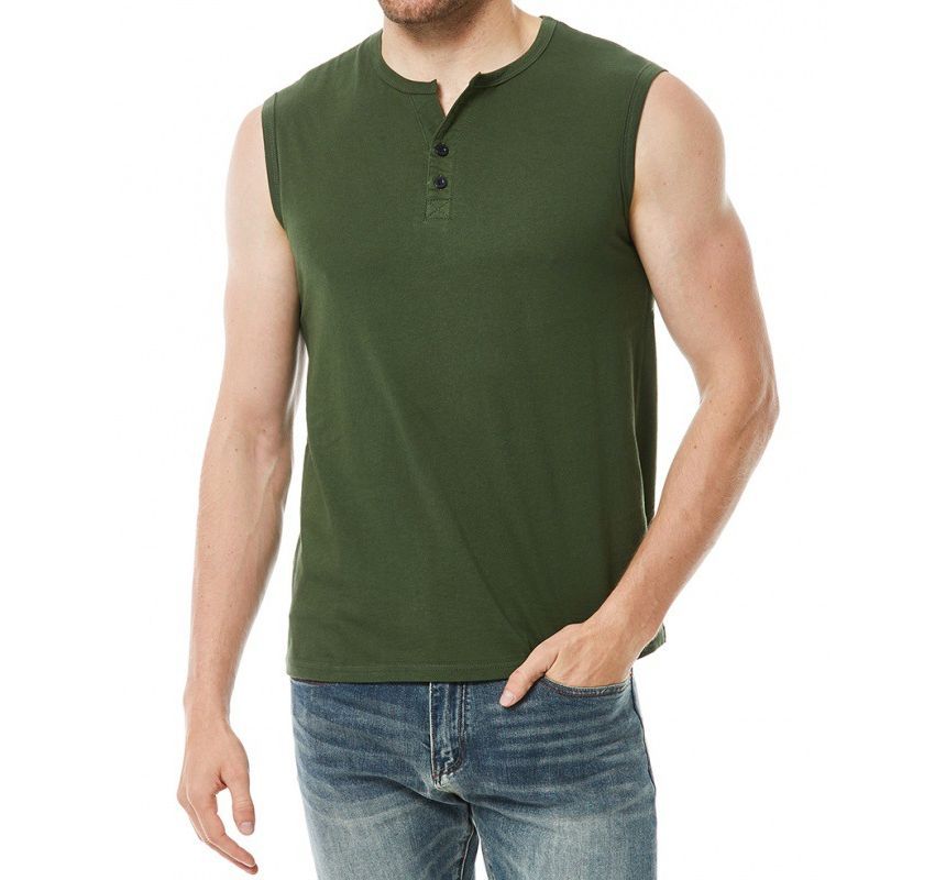 FORSETI - Henley tanktop met ronde hals en effen patroon